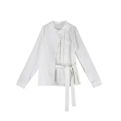 Asymmetric top with pleated details - T184C
