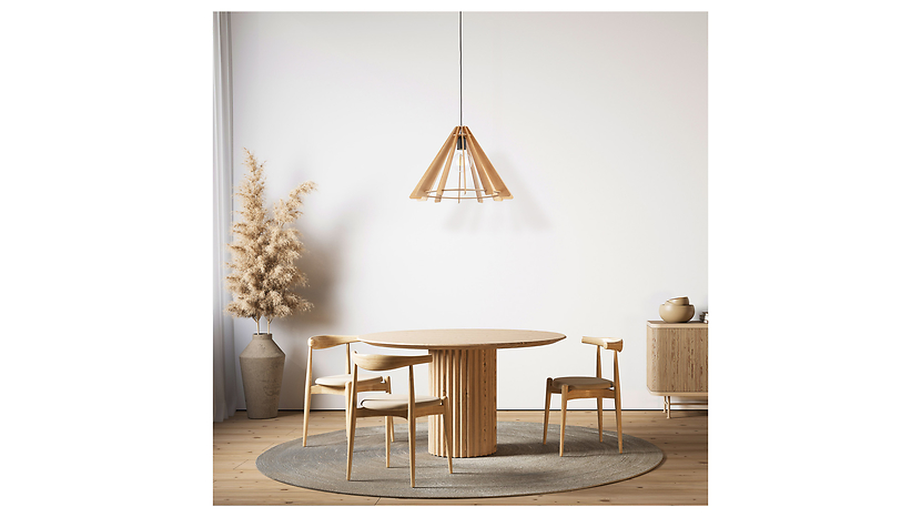 Lampa wisząca Eris Wood 50 cm drewniana beżowa