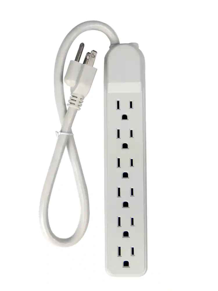 Certified 6-Outlet Power Bar, 1-ft 6-in cord, White