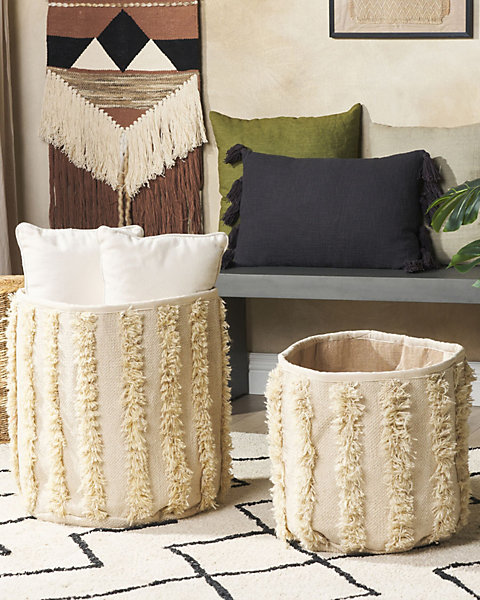 Lot de 2 paniers KAKKI Coton Beige
