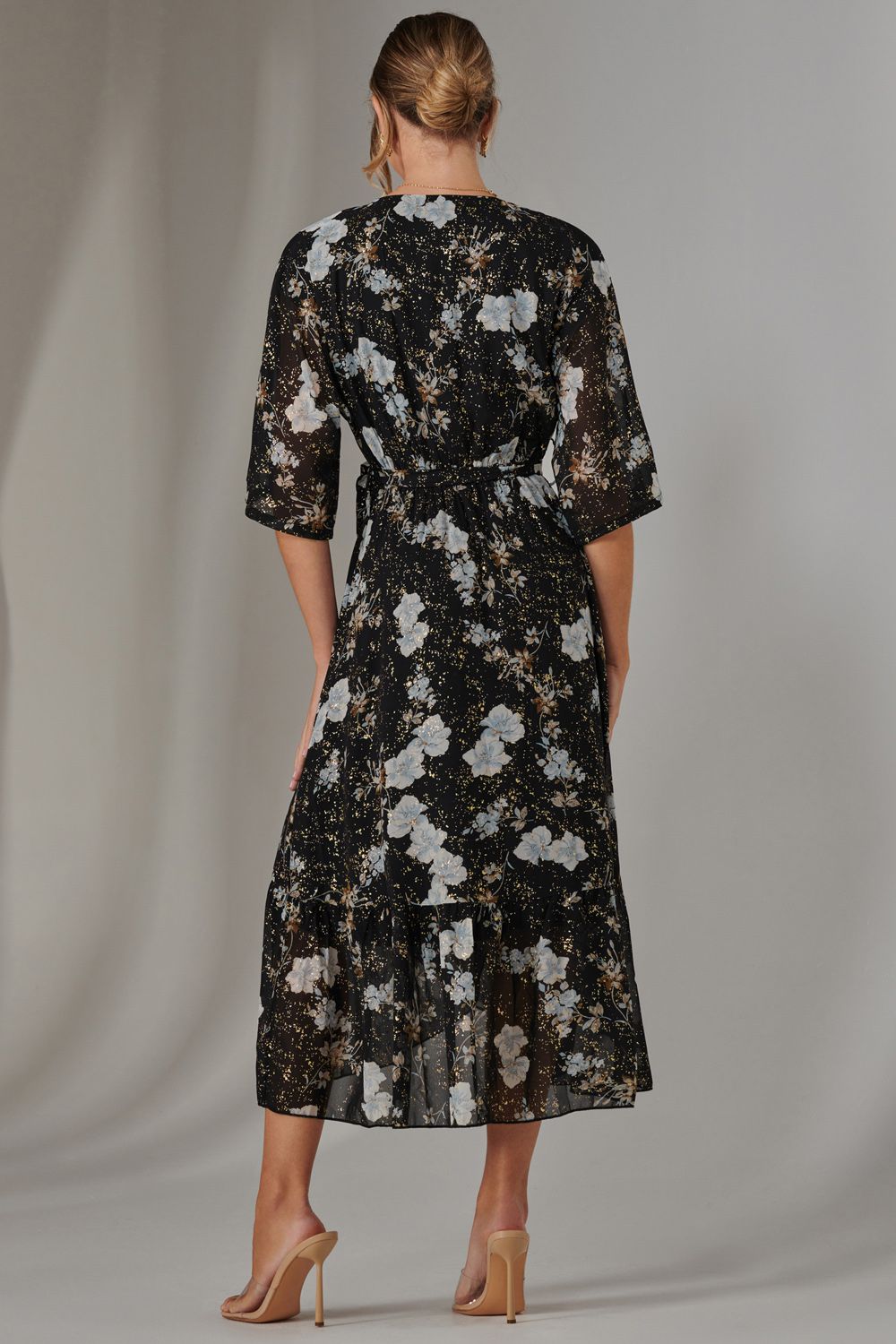 Jolie Moi Rita Ruffle Hem Chiffon Midi Dress