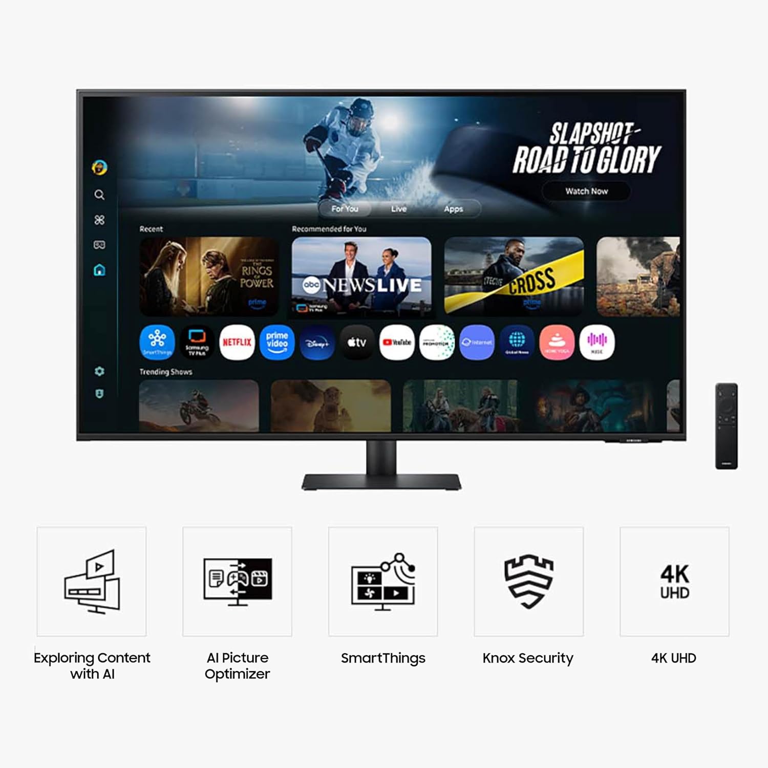 Samsung 43” Smart Monitor M7 (M70F) 4K UHD Display  Samsung Vision AI  Smart TV Apps  Gaming Hub  USB-C  HDMI and USB-A  Black  LS43FM702UNXZA  2025