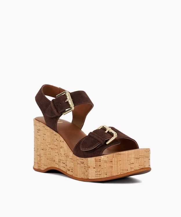 Kamia Brown - Open Toe Wedge Heel Sandals