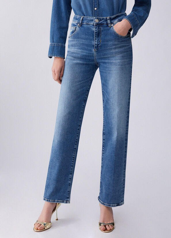 Jeans straight a vita alta