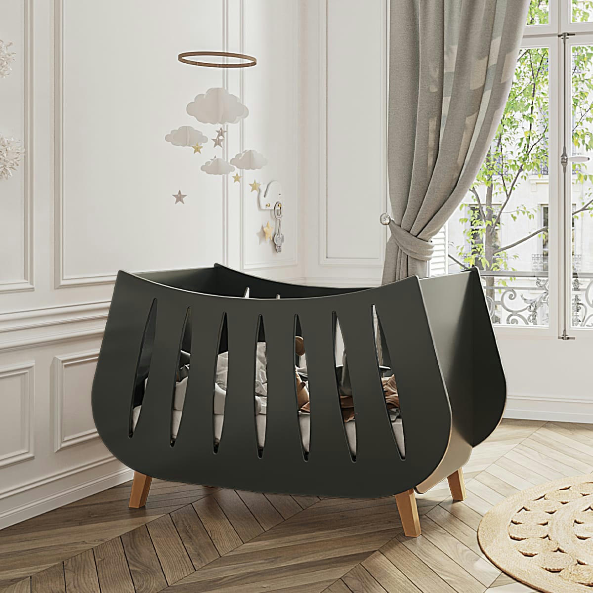 TRAPÈZE - Lit bébé 60x120 gris anthracite