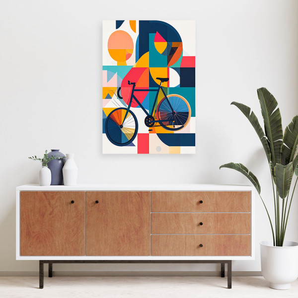Obraz do salonu biura, Abstrakcja Rower inspirowany bauhausem 20x30