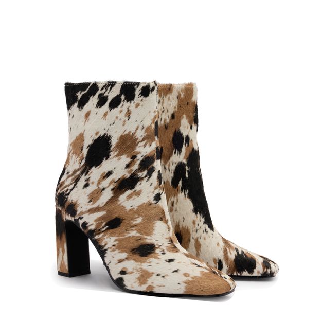 Cow print enkellaarsjes met hak