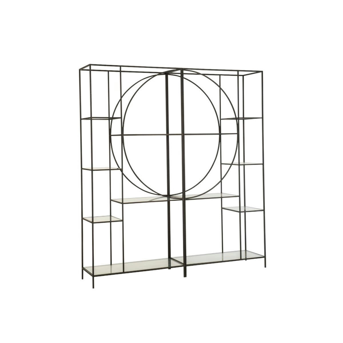 AZIME - Étagère 2 parties en métal blanc et verre noir