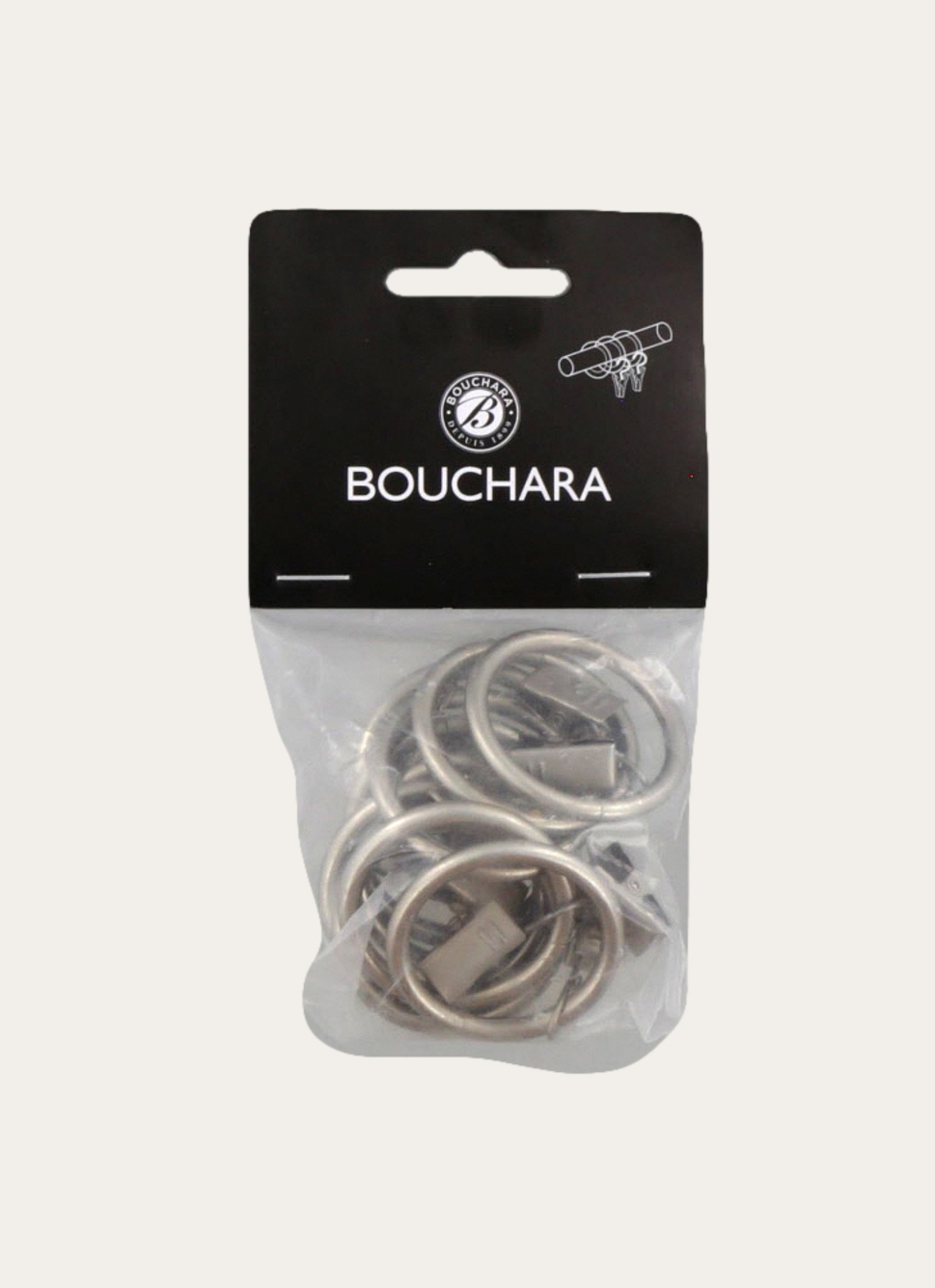 ANNEAUX à PINCES POUR RIDEAUX- BOÎTE DE 10 ARGENT