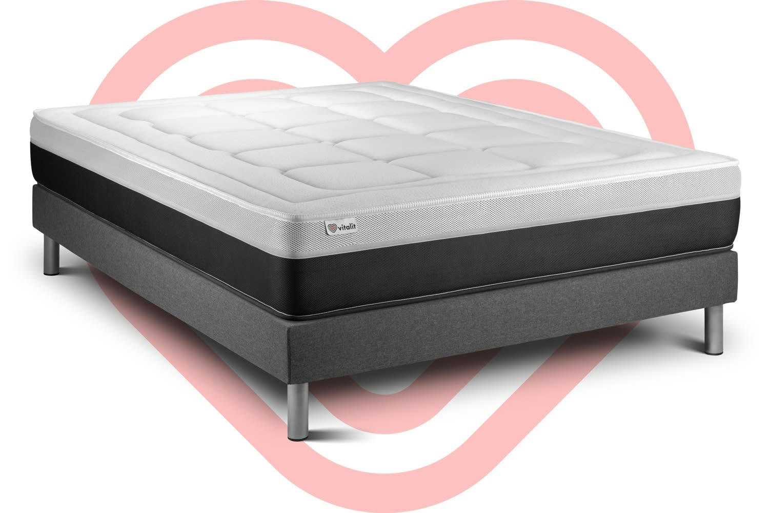 VITAL FORM - Ensemble Ressorts  et Mémoire de forme 160x200cm kit Gris