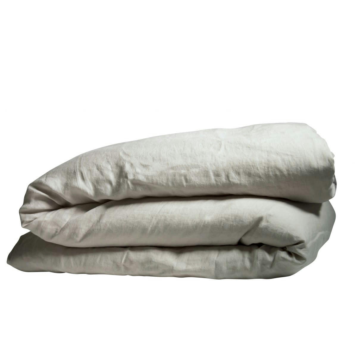 LES ESSENTIELS - Housse de couette large ouverture en lin lavé beige foncé 140x200