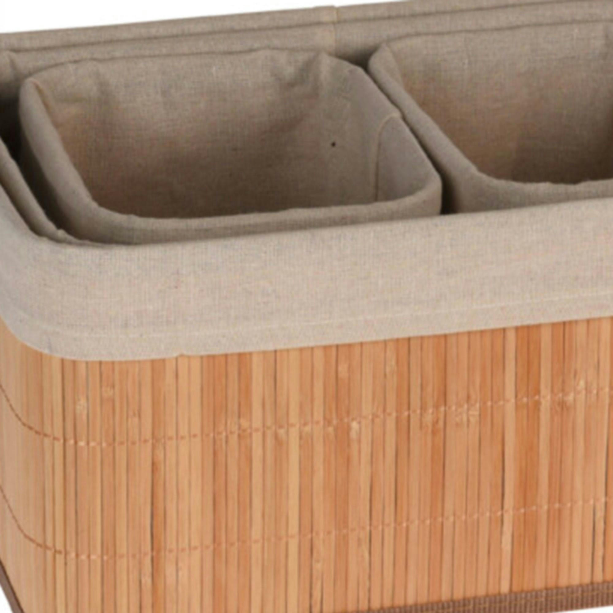 - Set de 4 paniers de rangement en bambou pour salle de bain