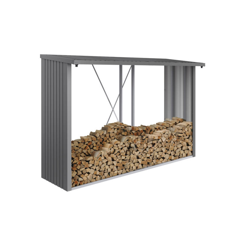 Abri bûches en métal gris métallisé 3 x 1,02 x 1,99 m BIOHORT