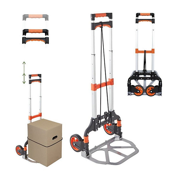 Pack and Move - Diable pliable en aluminium - 28 x 39 x 100 cm - 70 KG max - Pour déménagement et transport