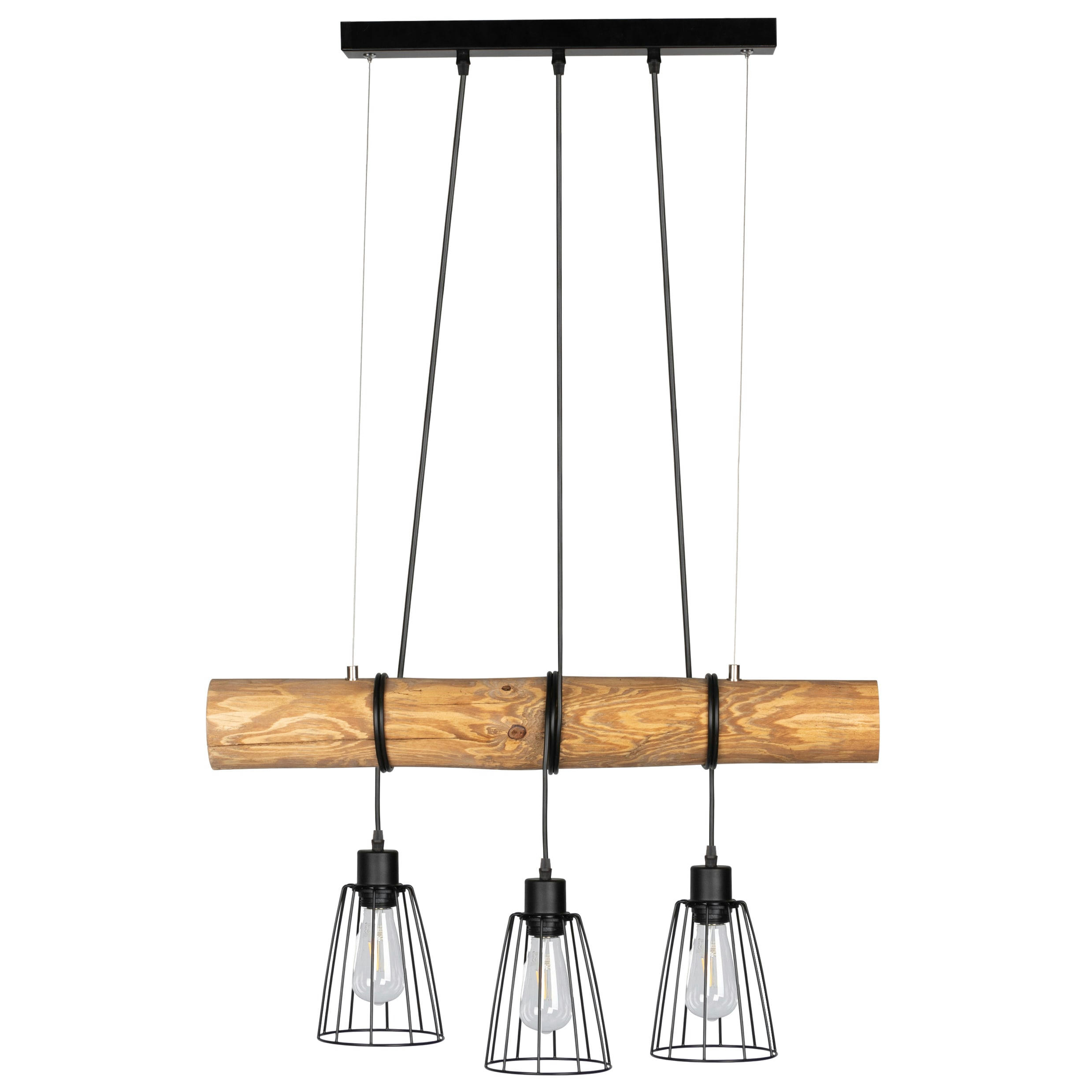 STRALE - Suspension en bois 3 ampoules
