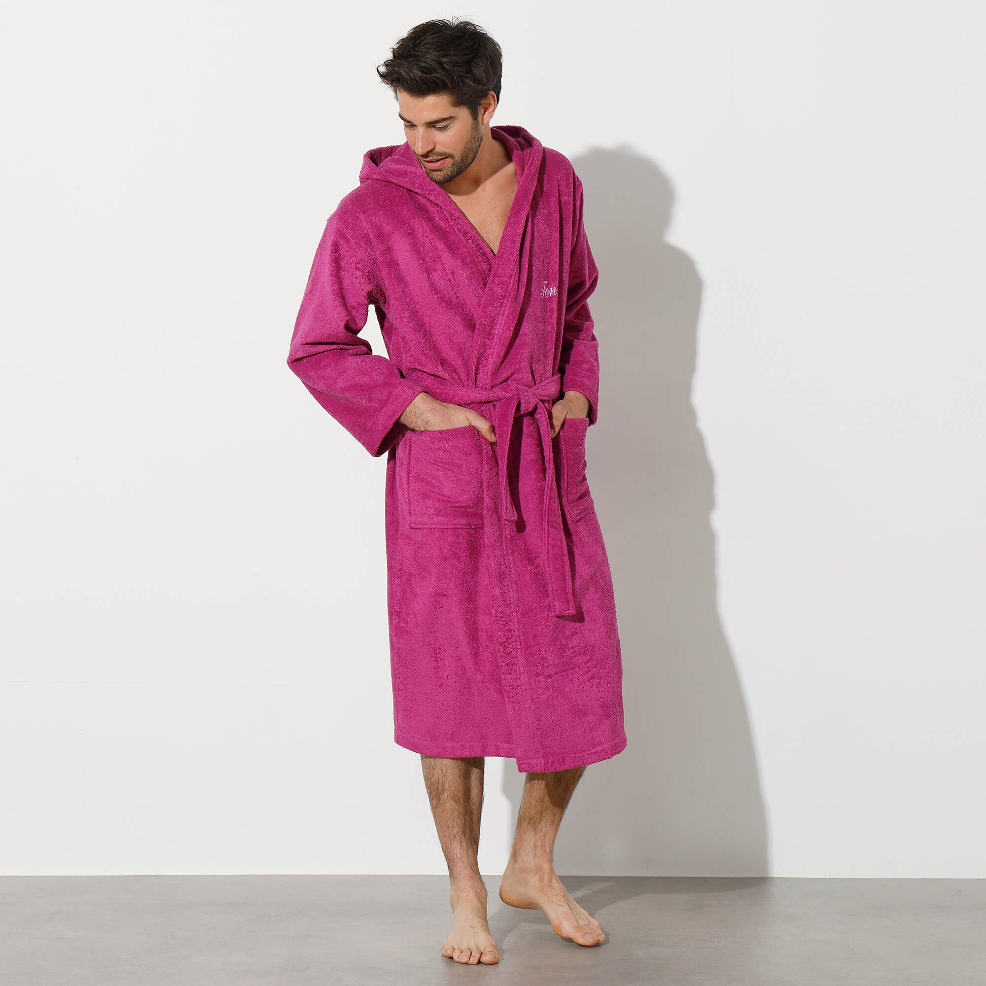 Peignoir mixte adulte col capuche éponge bouclette