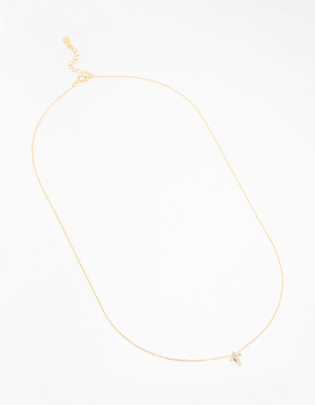 Gold Plated Sterling Silver Cubic Zirconia Cross Necklace
