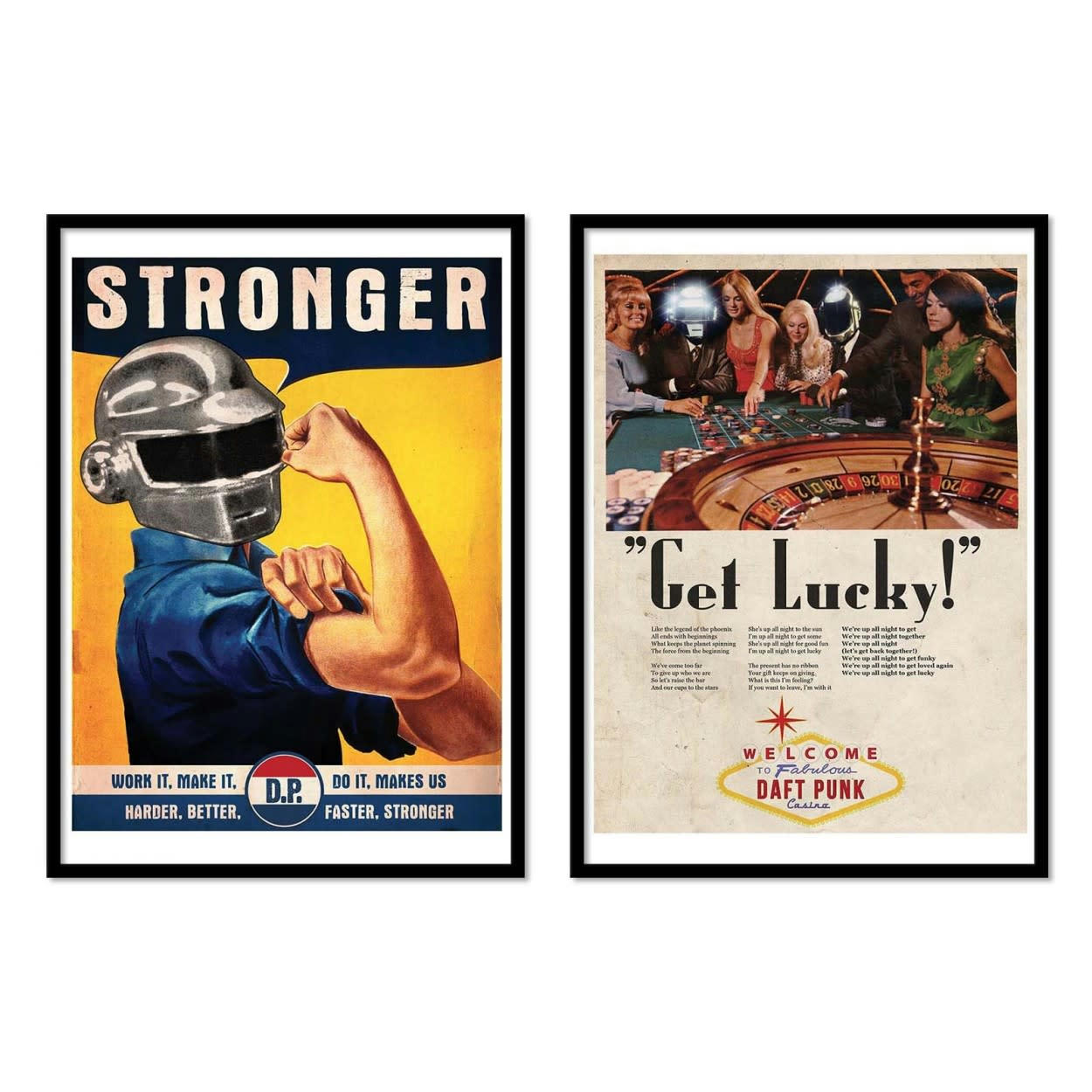DAVID REDON - DAFT PUNK VINTAGE ADS - 2 Affiches d'art 30 x 40 cm