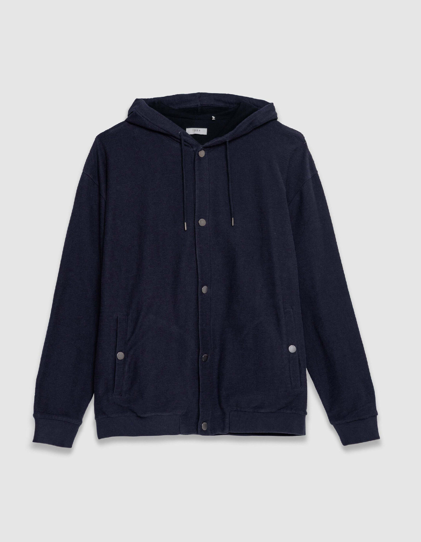Cardigan capuche marine boutons pressions Homme