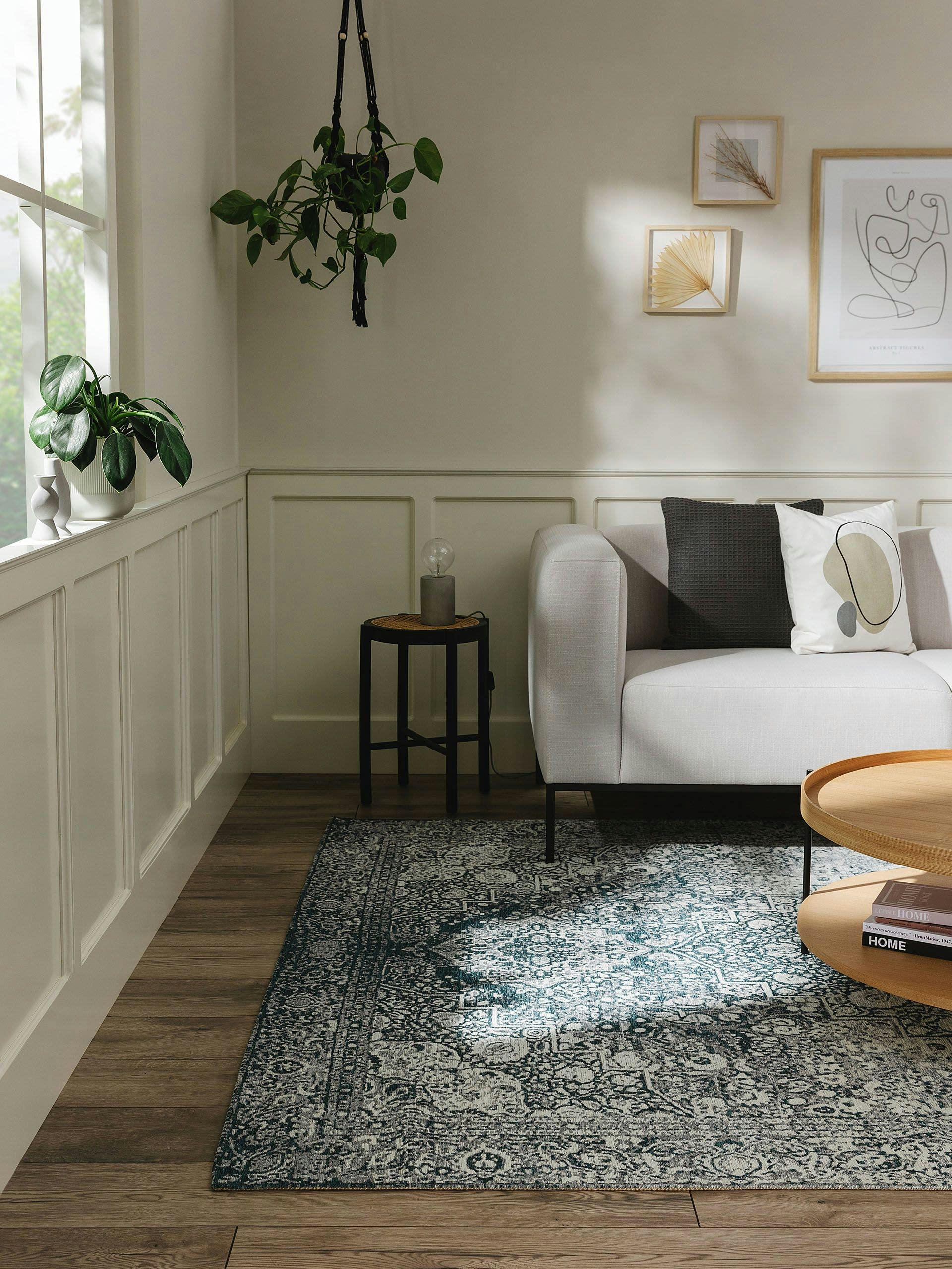 FRENCIE - Tapis tissé à plat bleu 200x285