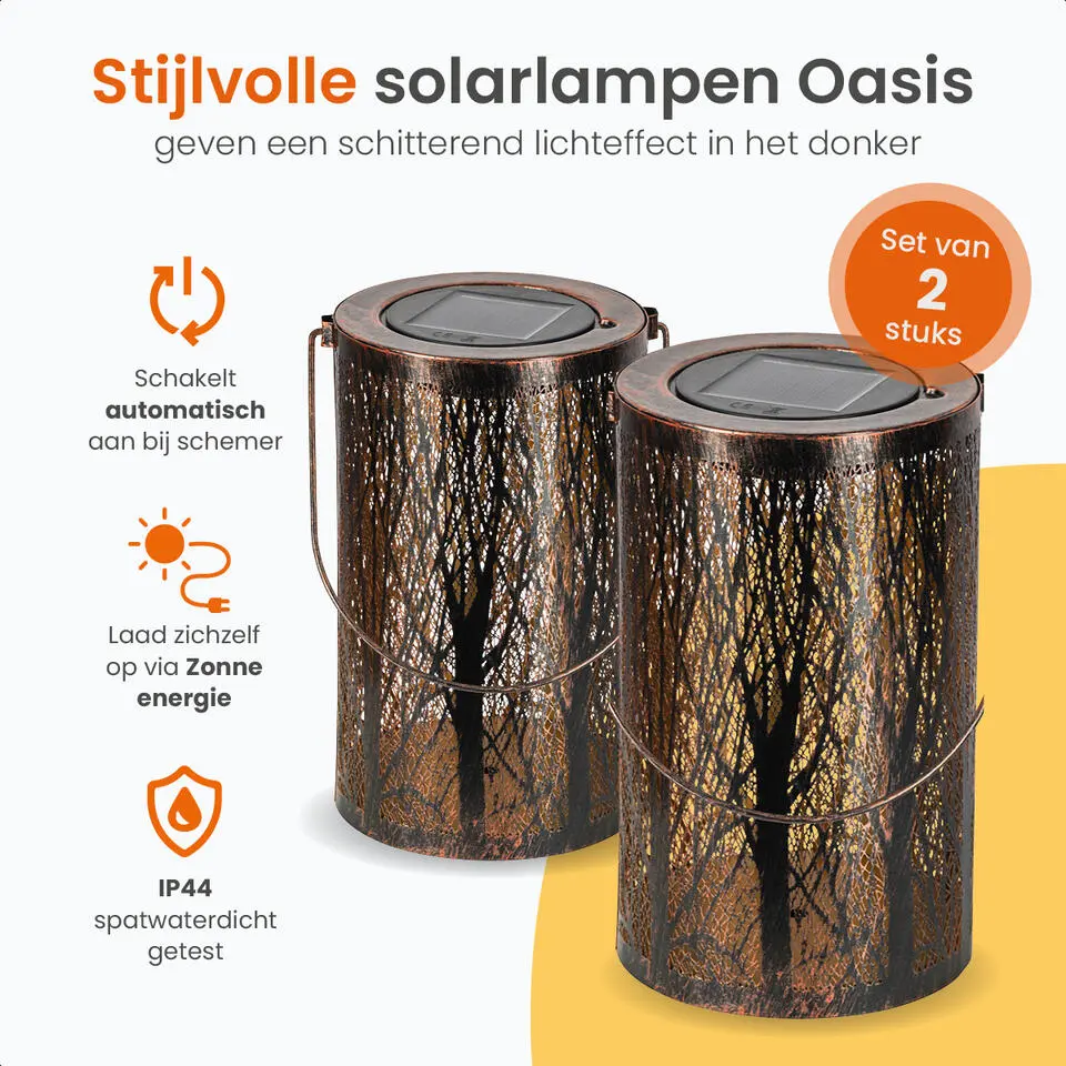 Goliving Solar Tafellamp Oasis - 2 Stuks - LED Buitenverlichting Zonne-energie