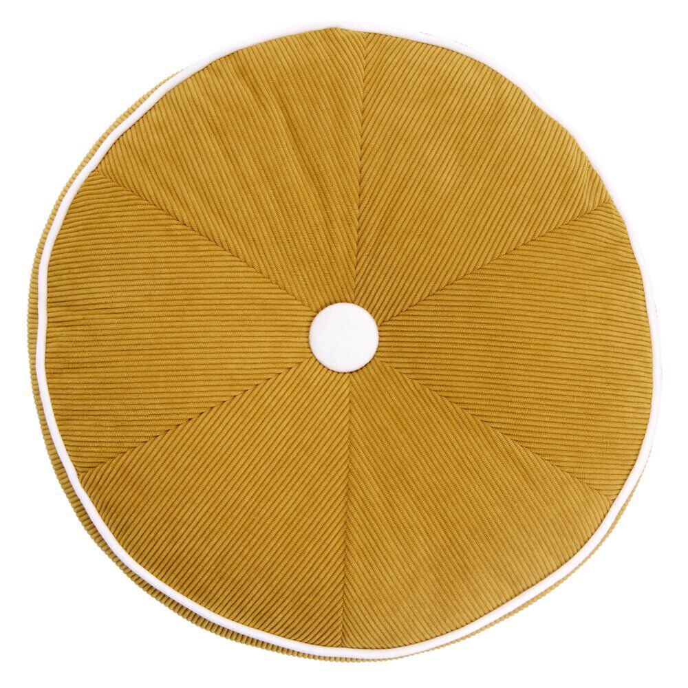 Coussin rond côtelé façon tranche de citron jaune Ø35cm