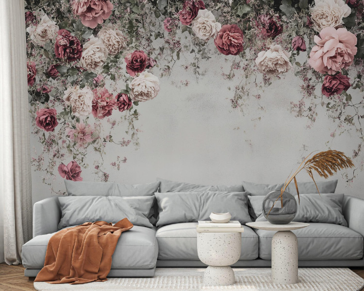 Fototapeta Kwiaty Róże Beton Sypialnia Salon Tapeta Flizelina 250X175