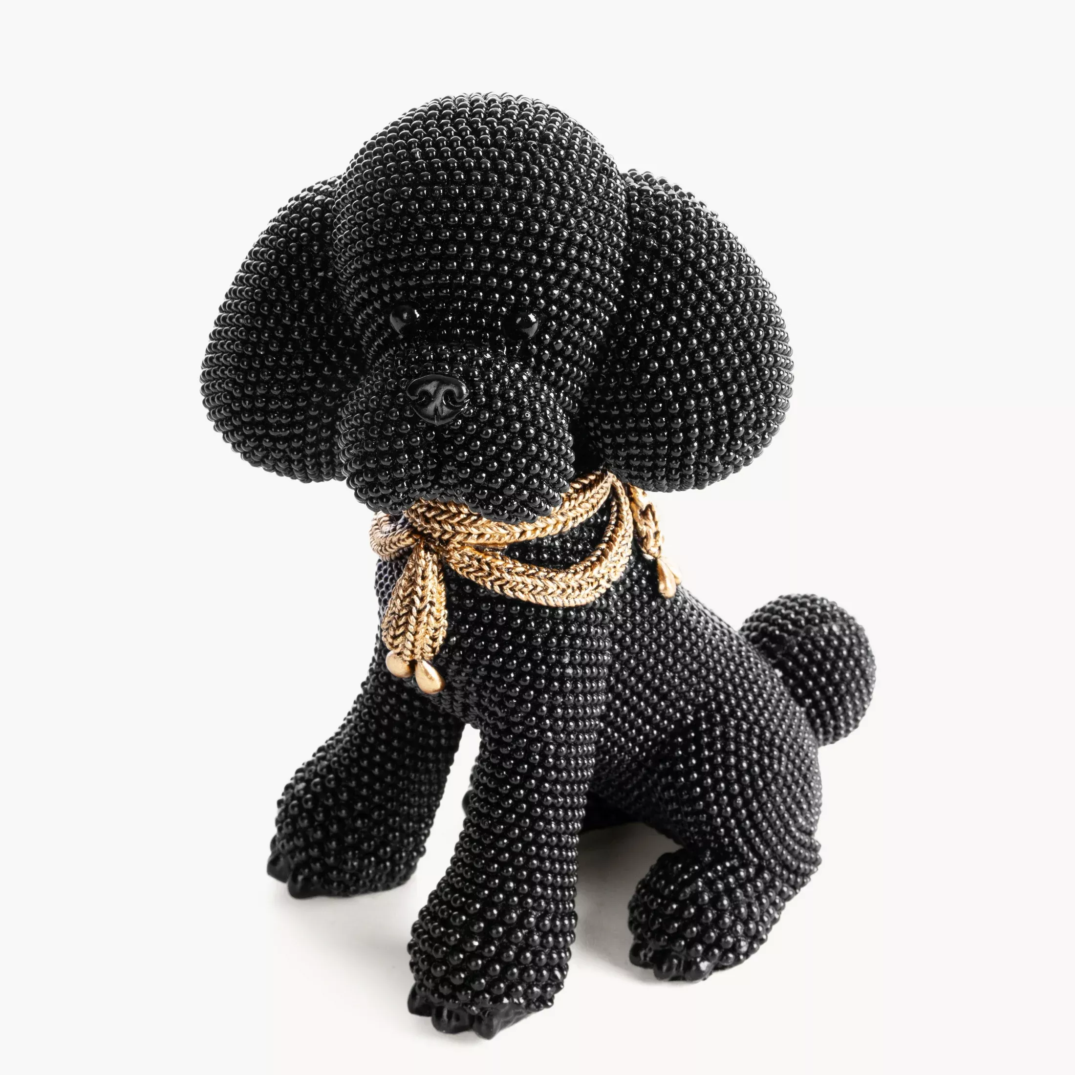 Figurka czarno-złota pieso drobnym strukturalnym wzorze 15x10x19 cm ELDO
