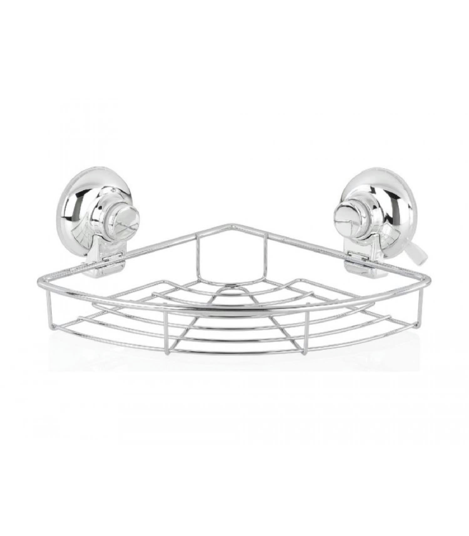INOX - Étagère de douche d'angle en inox à ventouses