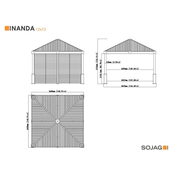 Pavillon »Nanda«, BxHxT: 363 x 313 x 363 cm, champagnerfarben