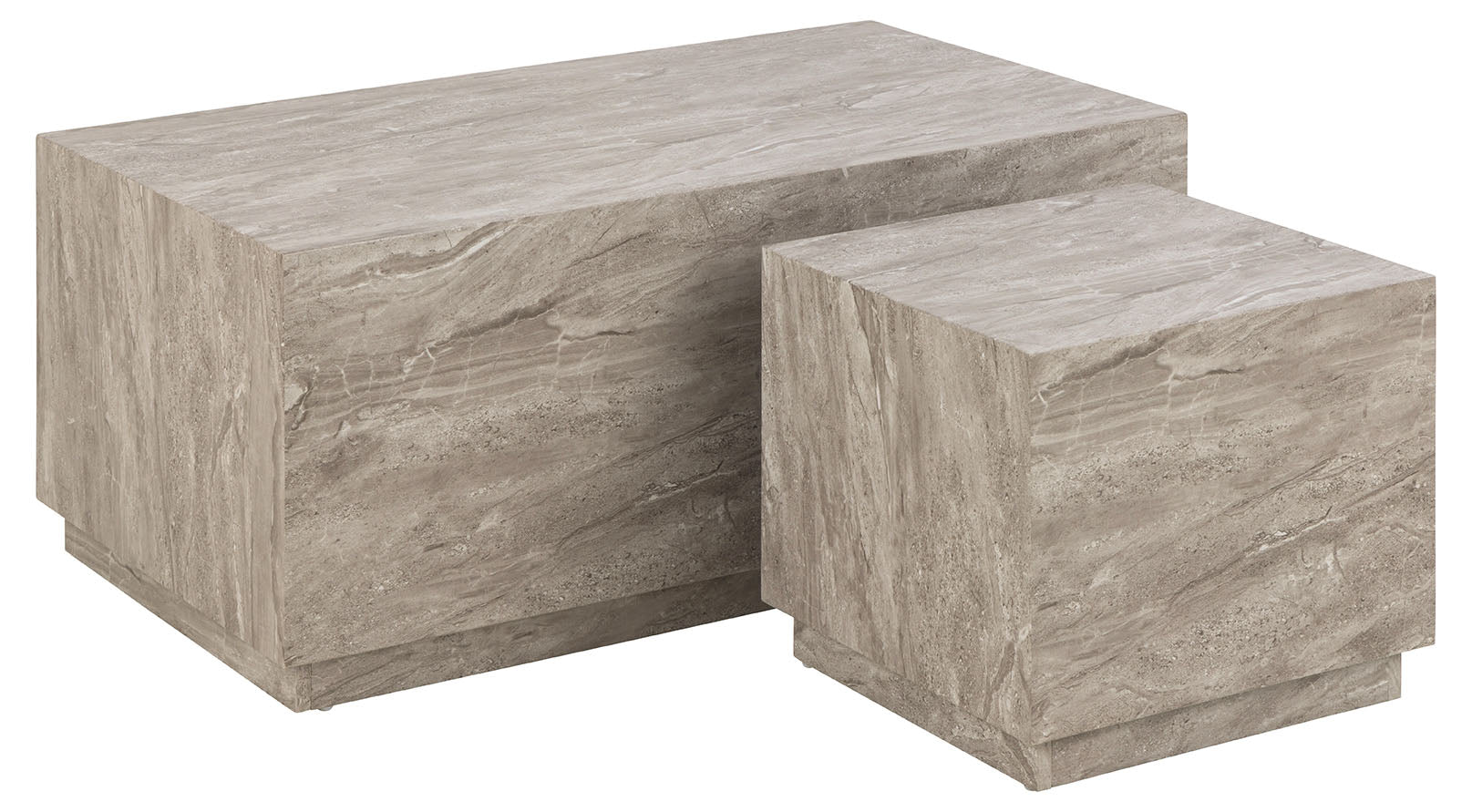 Rebellenclub Salontafel Gubbio - 100 x 60cm - Grijs Marmer Look - Set van 2