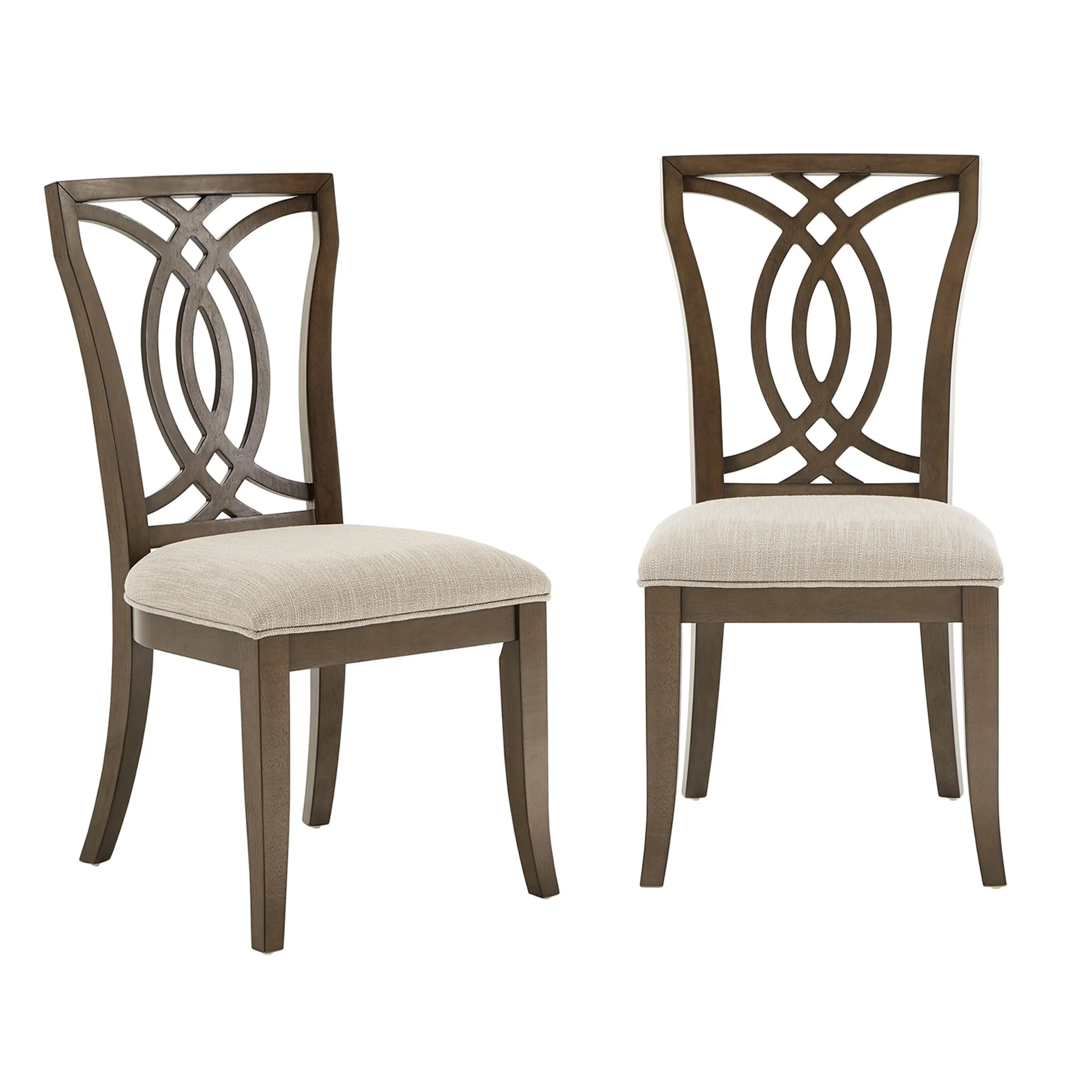 Brunico Dark Walnut Finish and Fabric Dining Chairs (Set of 2)