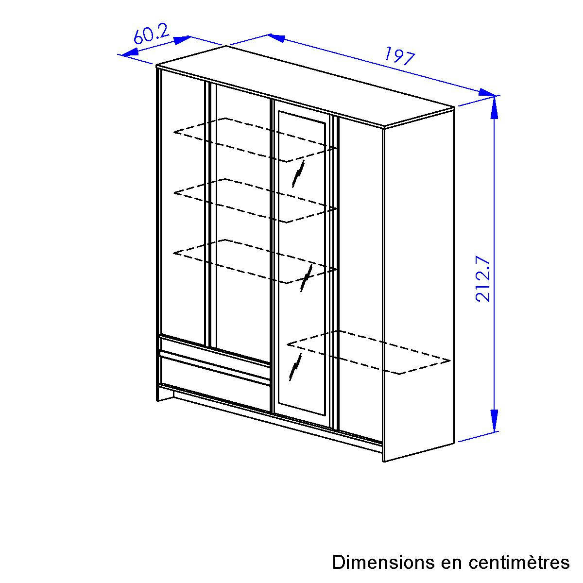 GARLONE - Armoire 4 portes effet bois et noir