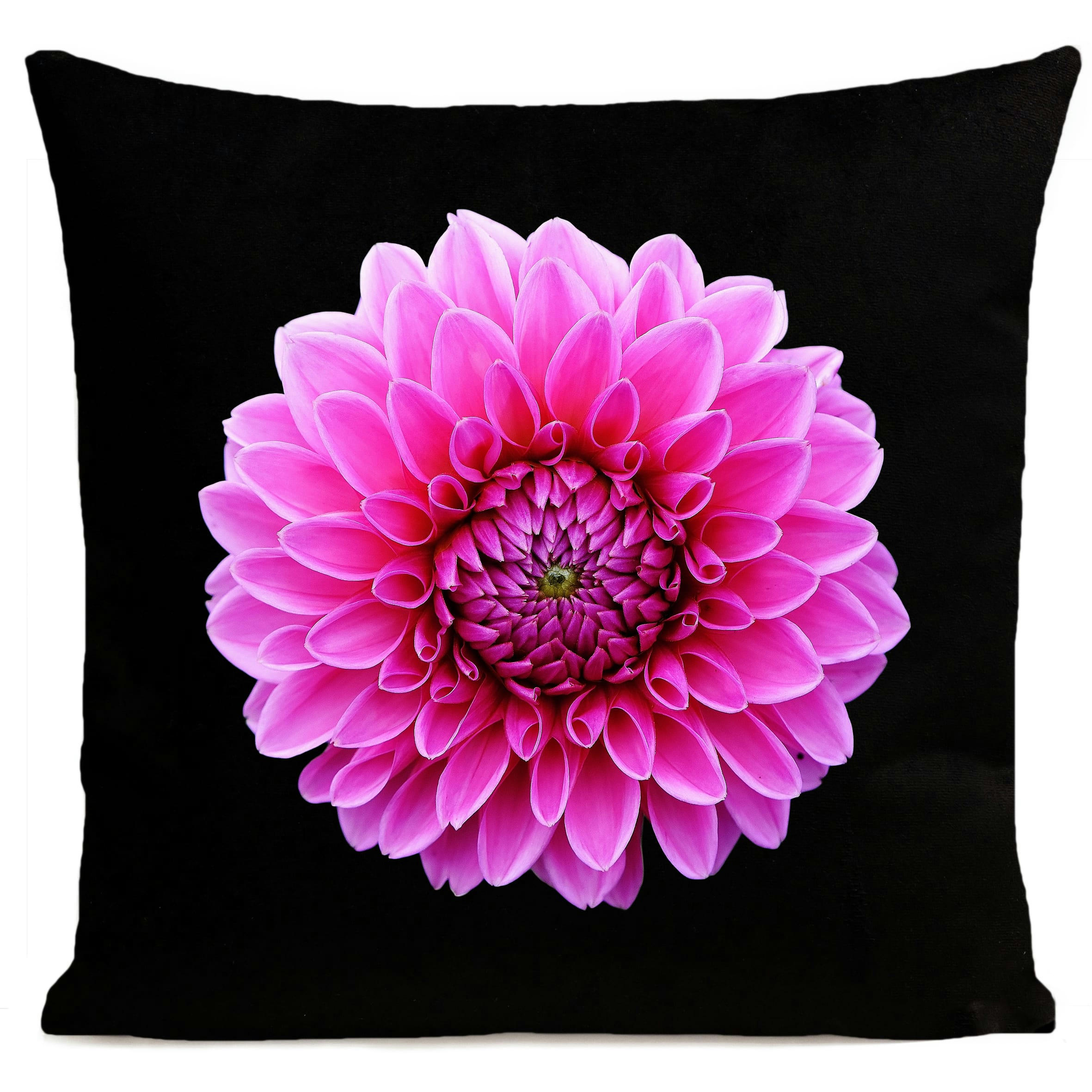 - Coussin fleur dahlia suédine noir 40x40cm