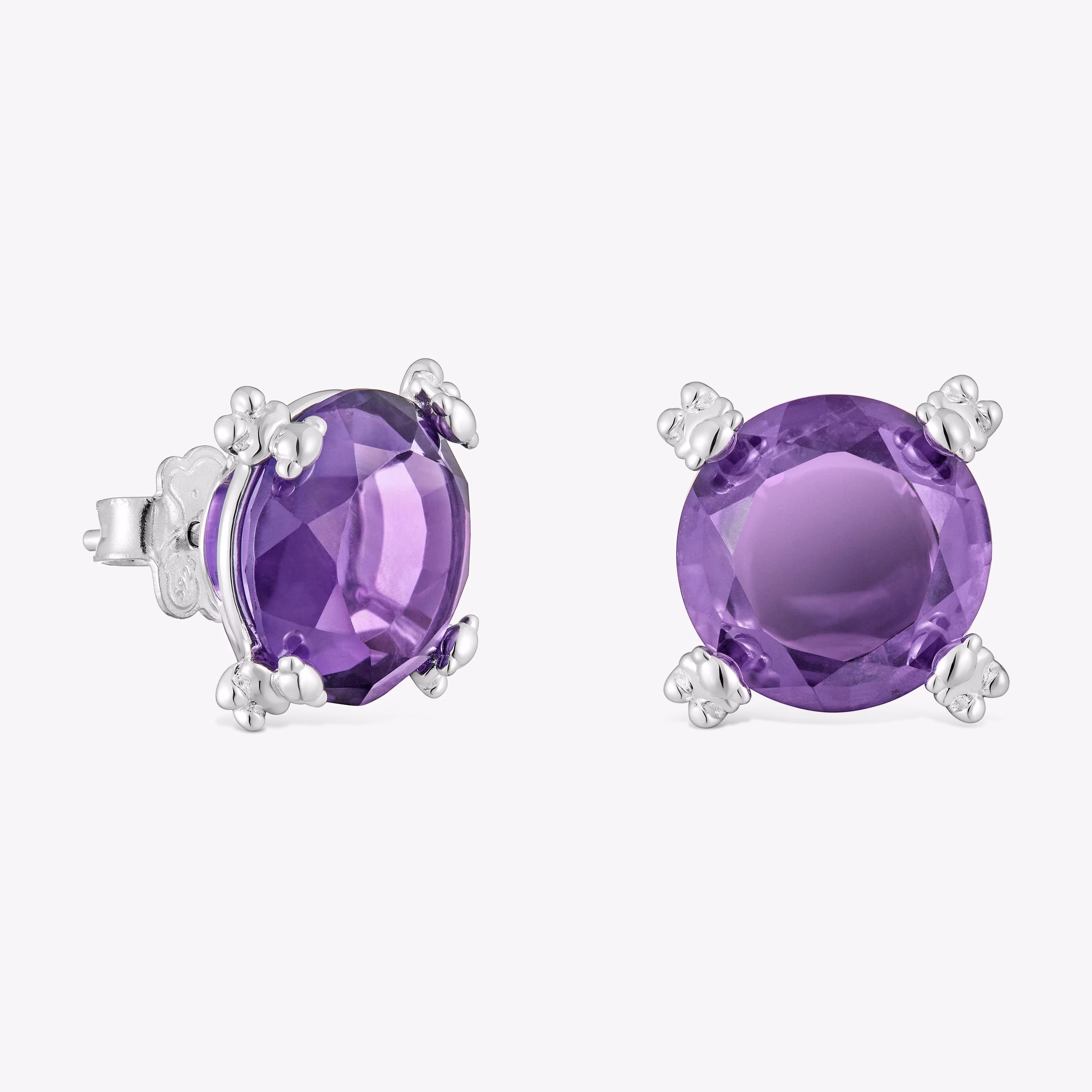 Pendientes corazón de plata y amatista Color Pills