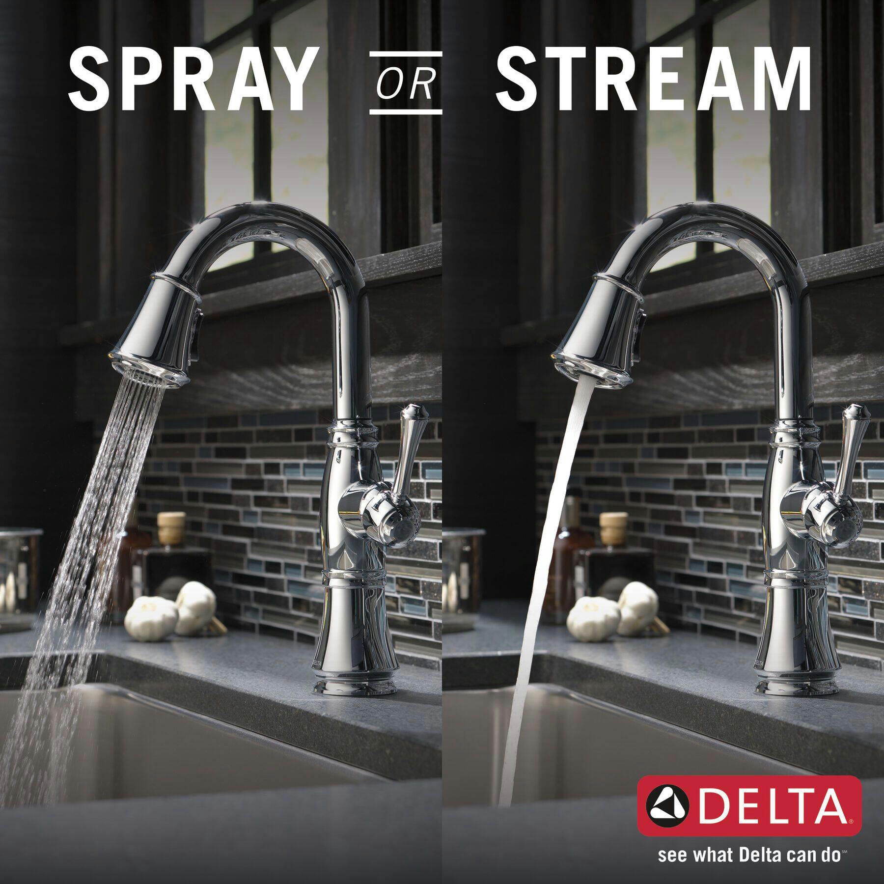 Delta 1-Handle Pull-Down Bar/Prep Faucet Lumicoat, Chrome