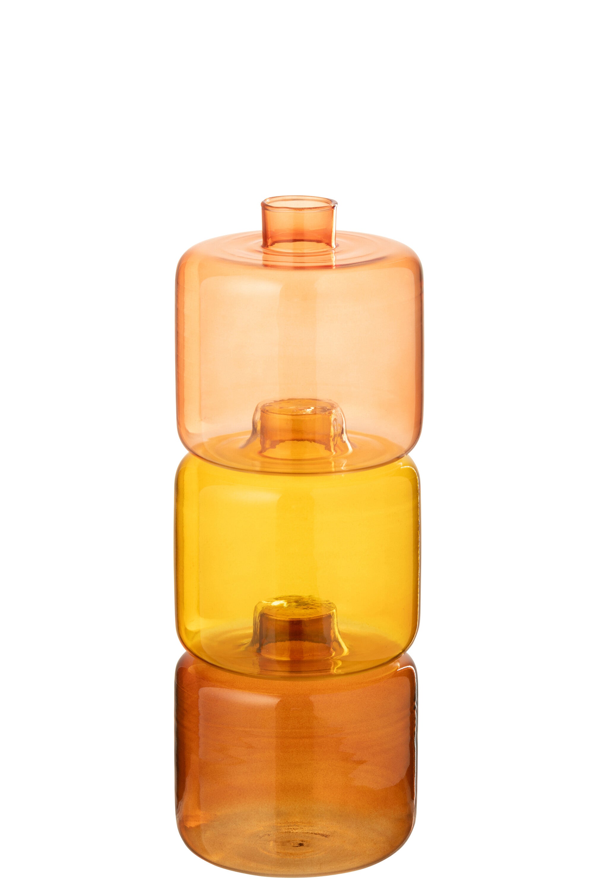 J-Line vaas Rond - glas - oranje - small - 3 stuks