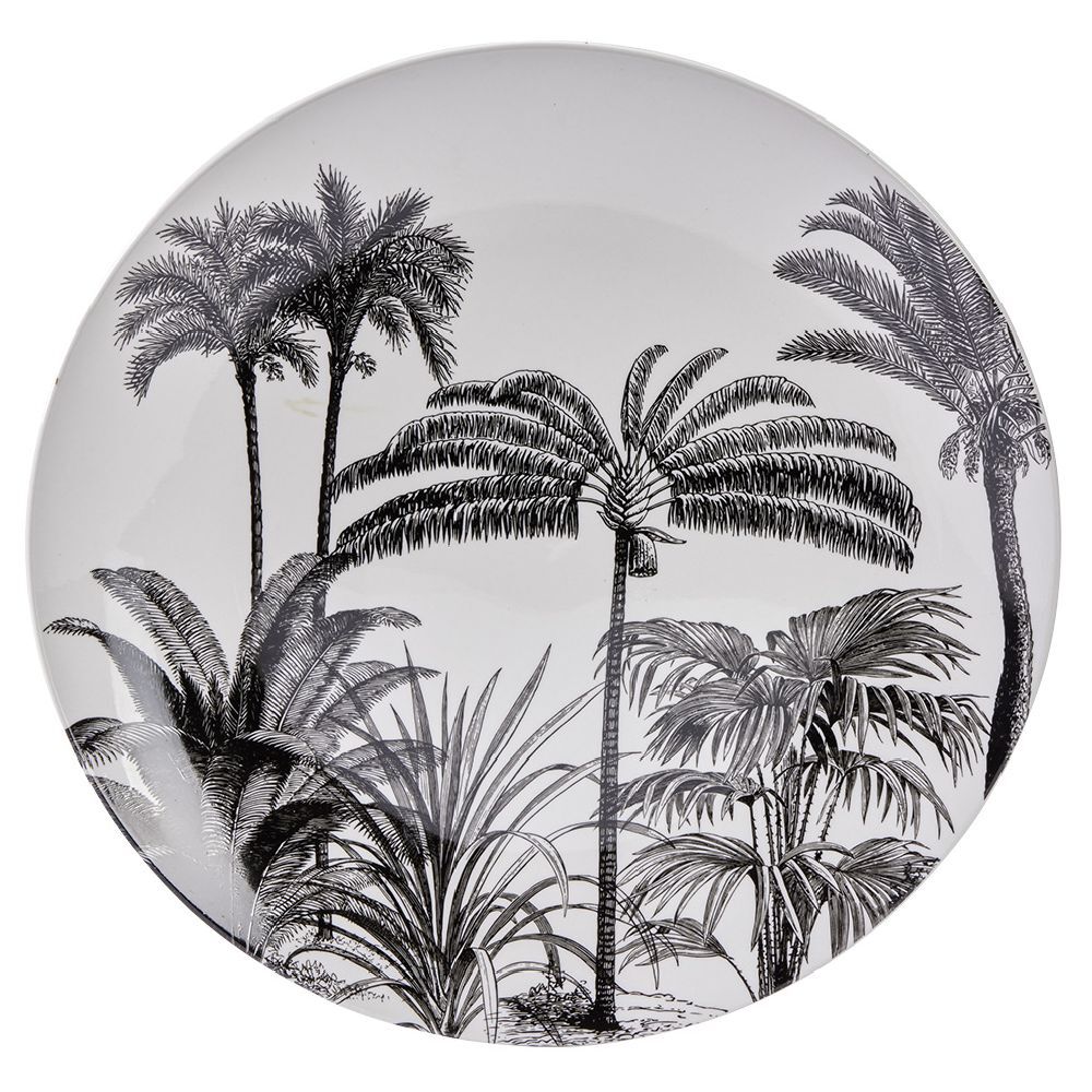 Assiette plate en porcelaine décor exotique Ø16 cm