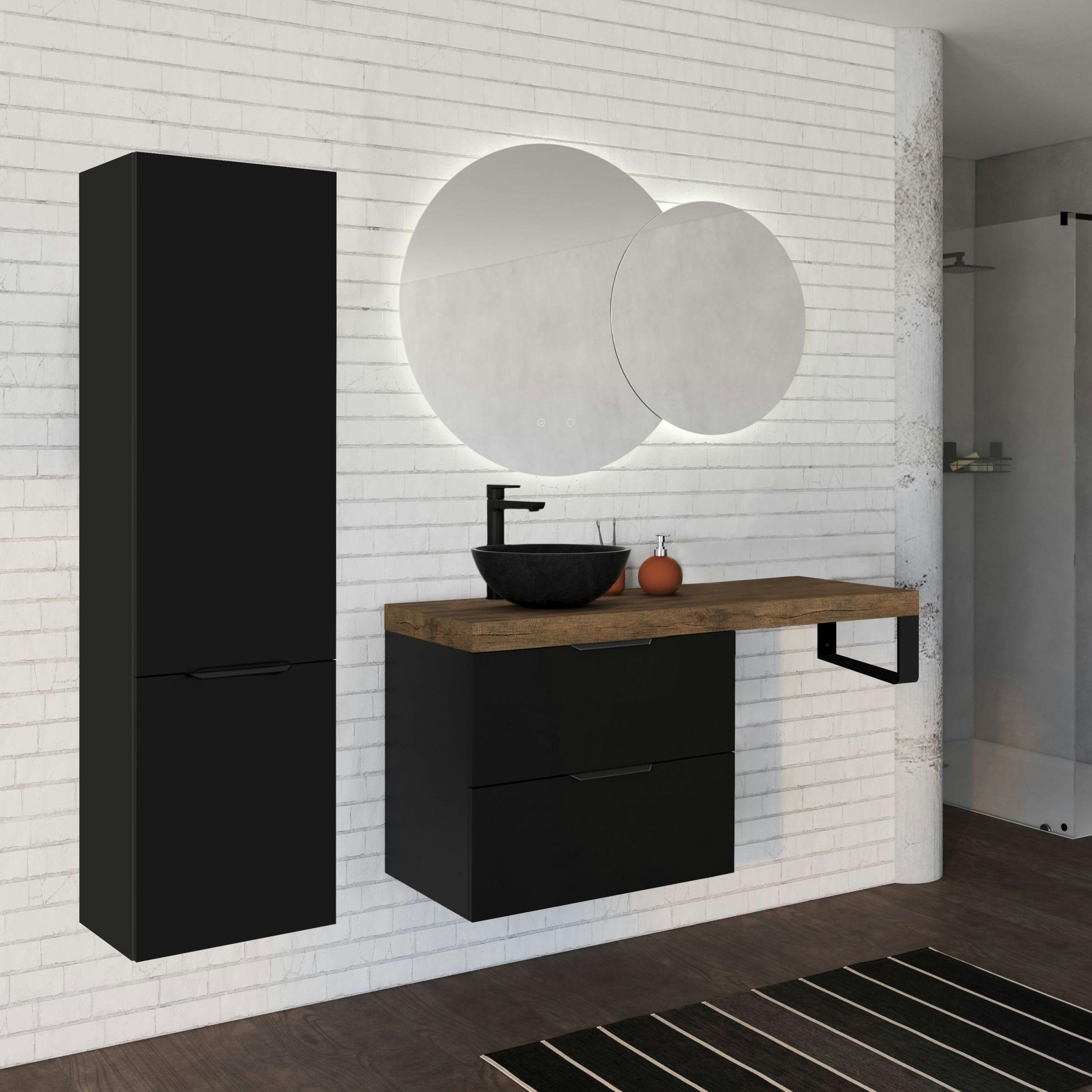 PLAY - Colonne de salle de bain avec rangement PPSM Noir