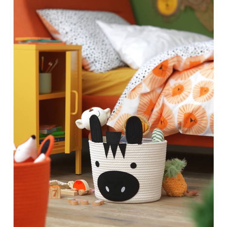 Habitat Zebra Rope Kids Storage Basket - Cream & Black