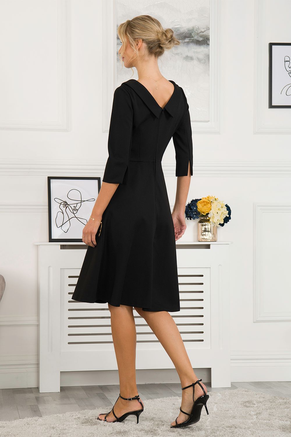 Jolie Moi Sloan 3/4 Sleeve Midi Dress