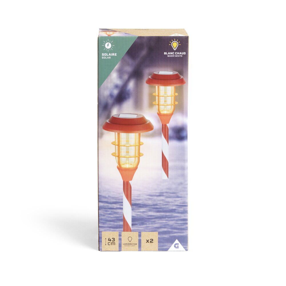 Lot de 2 bornes solaires à planter H43,5cm