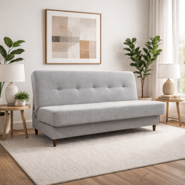 Wersalka Rozkładana Sofa Kanapa z Funkcją Spania Dwuosobowa Szara ARUBA 2