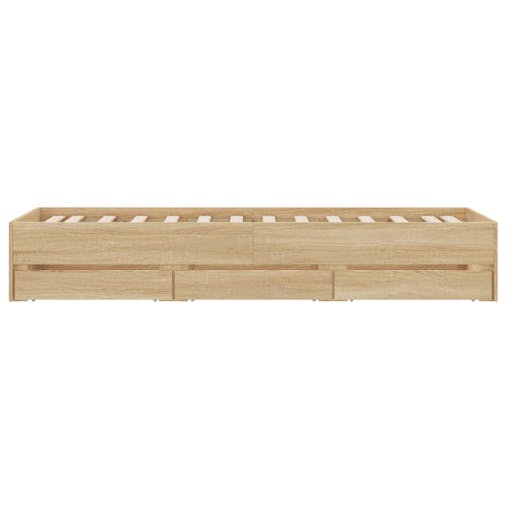 NNEVL Bed Frame with Drawers Sonoma Oak 90x190 cm Engineered Wood