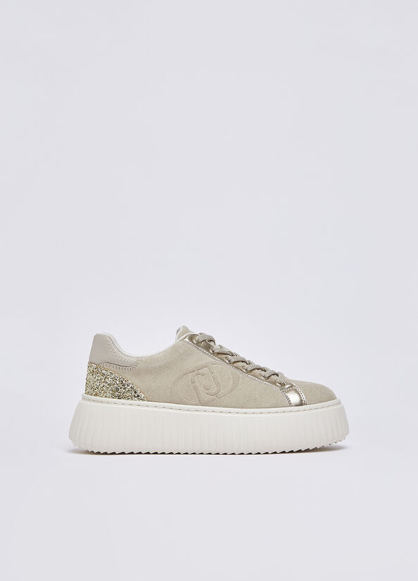 Sneakers in suede con maxi logo