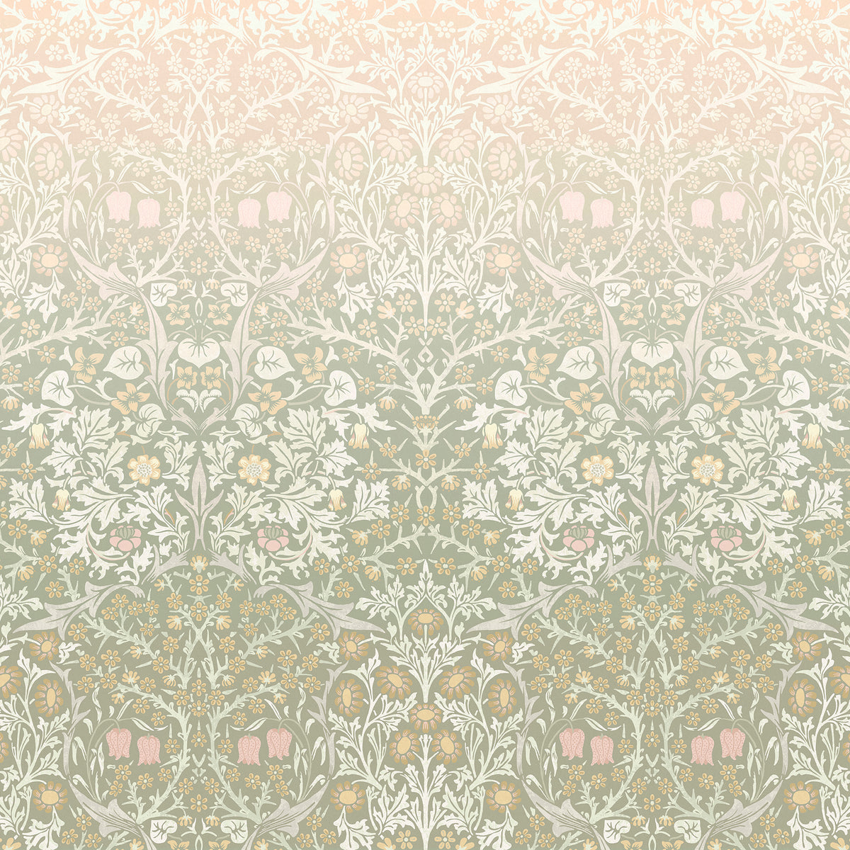 William Morris at Home Fotobehang - Blackthorn Sage & Pink - 400x250 cm