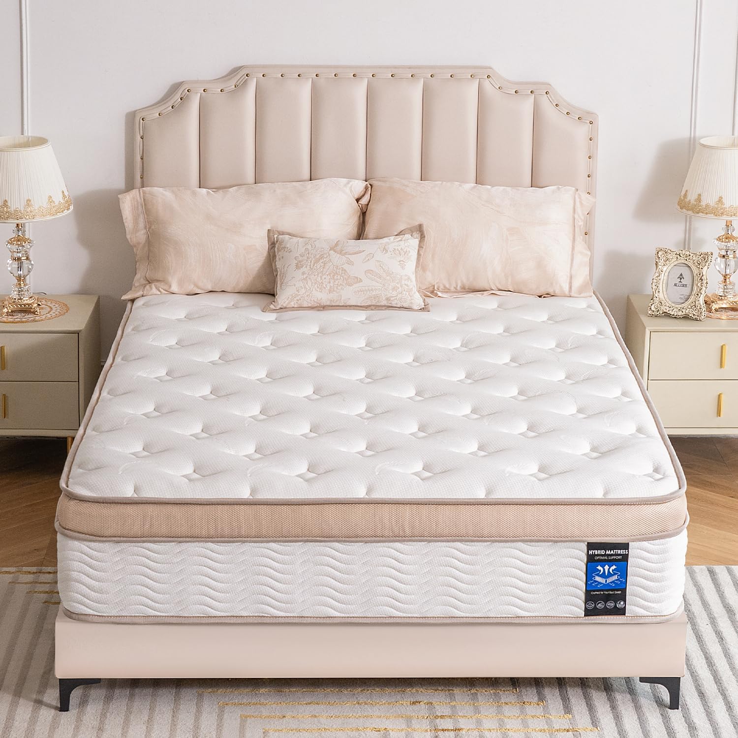Queen Mattress 12 Inch Plush Soft Hybrid Cooling Breathable Memory Foam and Pocket Spring Bed, Pressure Relief, Zoned Support, Back Pain Relief, Fiberglass Free CertiPUR-US Certified