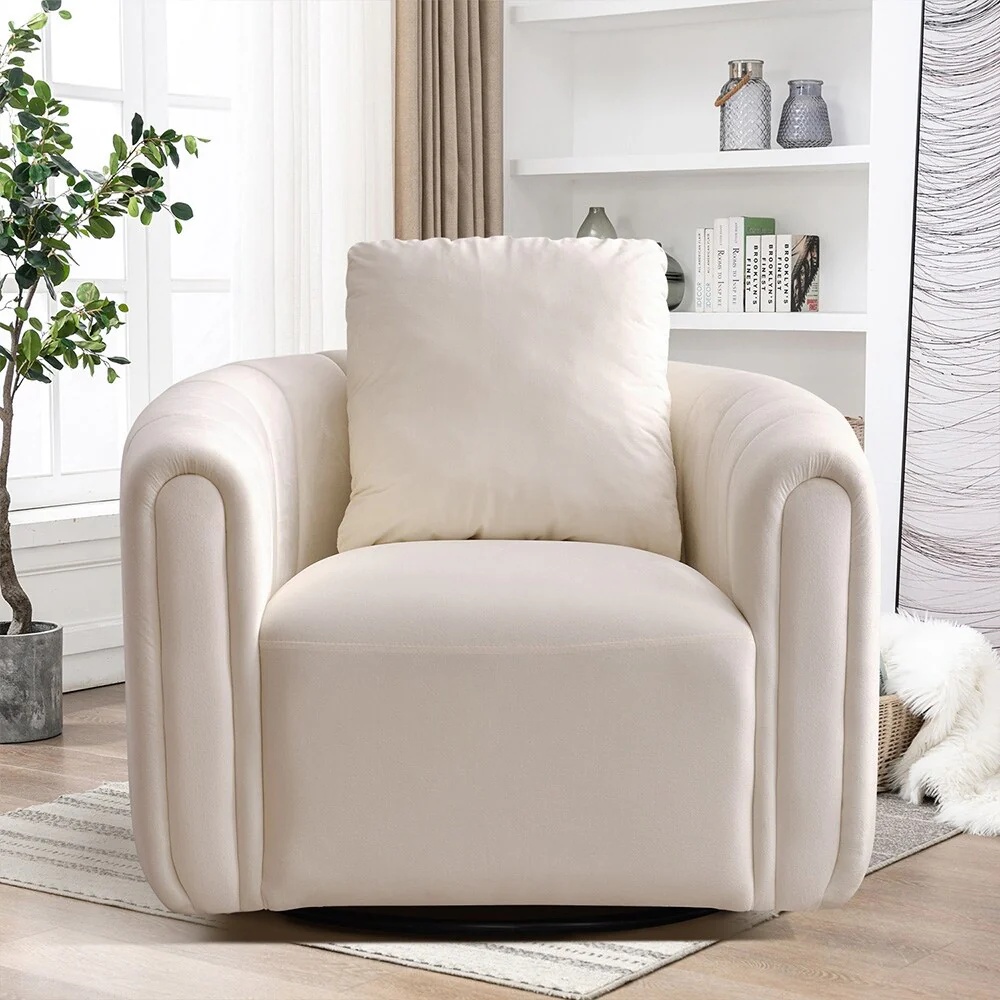 Swivel Barrel Chair, Comfy Round Accent Sofa Chair, 360 Degree Swivel Barrel Club Chair, Leisure Arm Chair