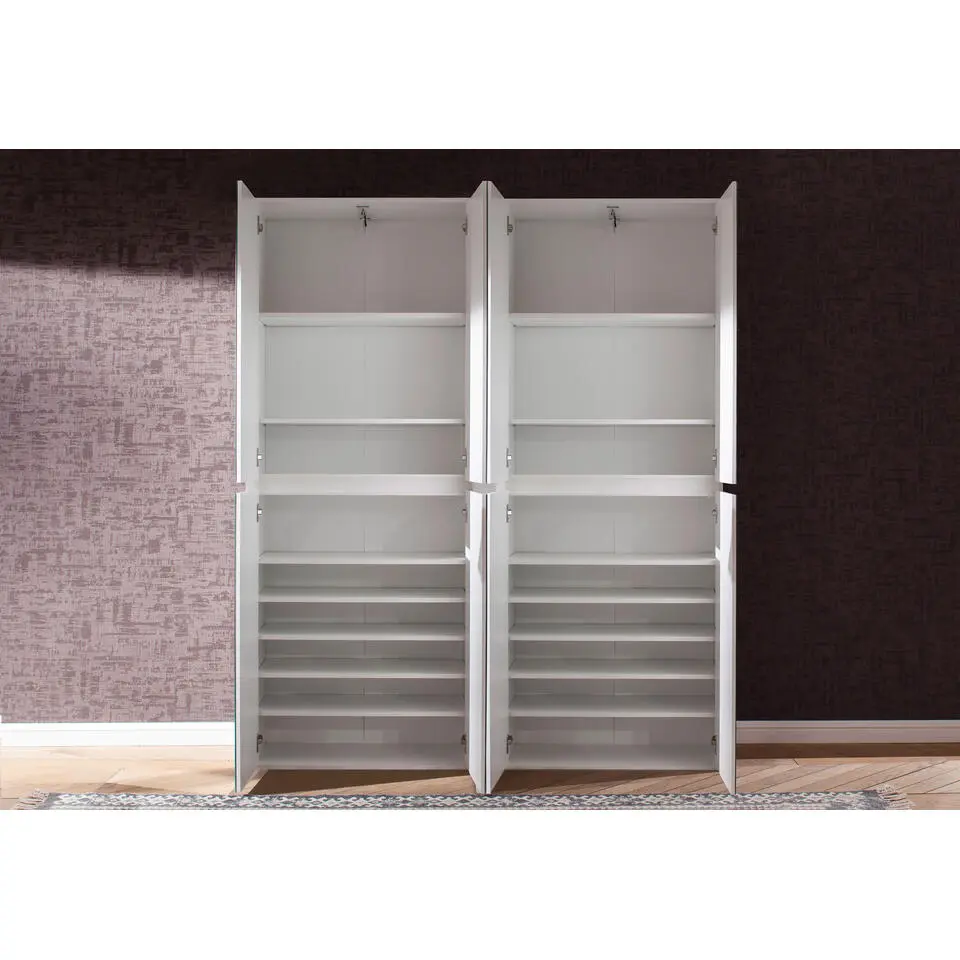 Hioshop Minor kledingkast 8 deuren- wit- spiegel