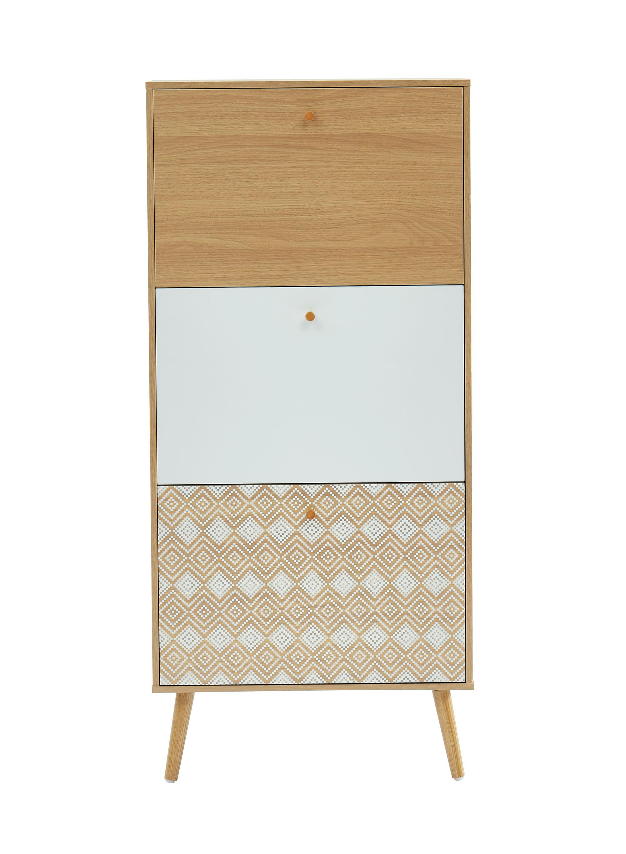 LEIKA - Meuble a chaussures   motifs et effet bois et chêne  3 portes 60cm